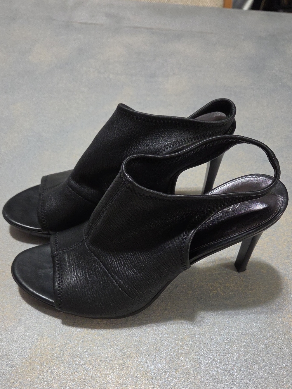 Via Spiga Black Open-Toe Slingback Stiletto Heels